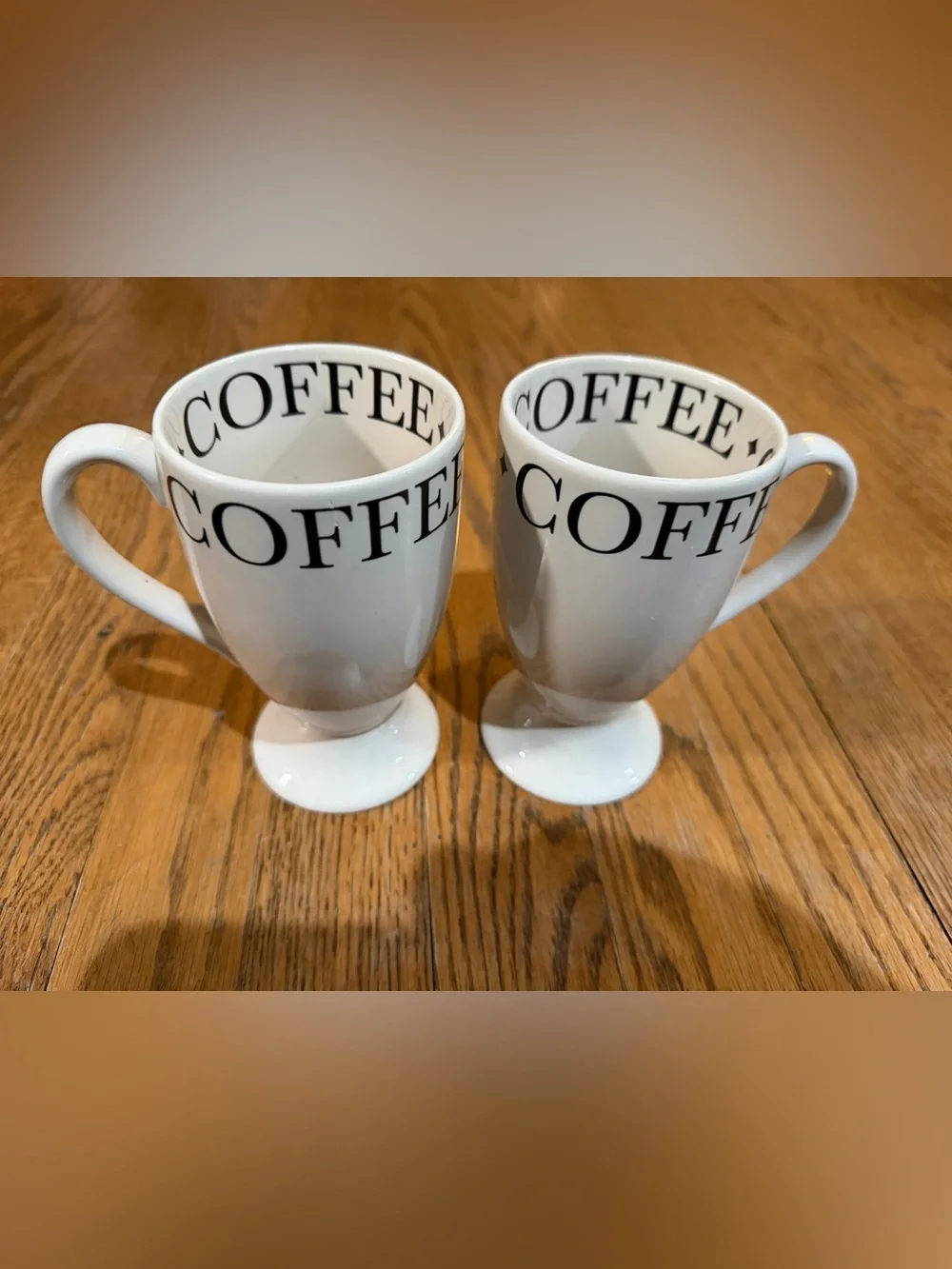 Rosanna ROSHCO Coffee Pedestal Mugs Set of 2 Black White Made in Thailand